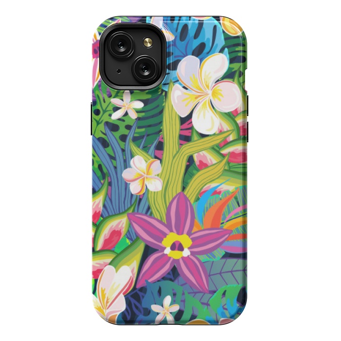 iPhone 15 Plus StrongFit tropical floral pattern 4  by MALLIKA