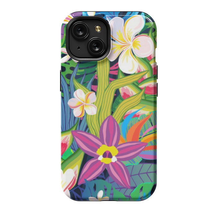 iPhone 15 StrongFit tropical floral pattern 4  by MALLIKA