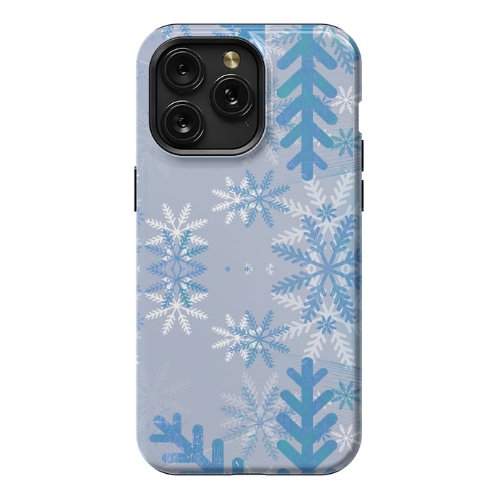 iPhone 15 Pro Max StrongFit Baby blue snowflakes Christmas pattern by Oana 