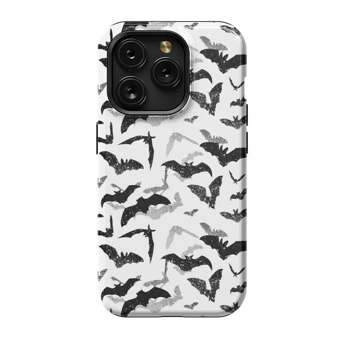 iPhone 15 Pro StrongFit Grunge flying bats Halloween pattern by Oana 