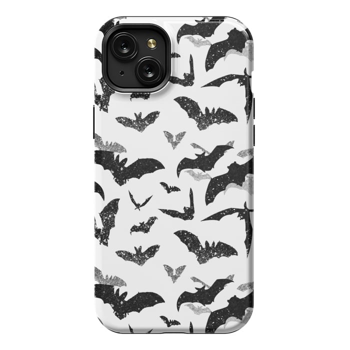 iPhone 15 Plus StrongFit Grunge flying bats Halloween pattern by Oana 