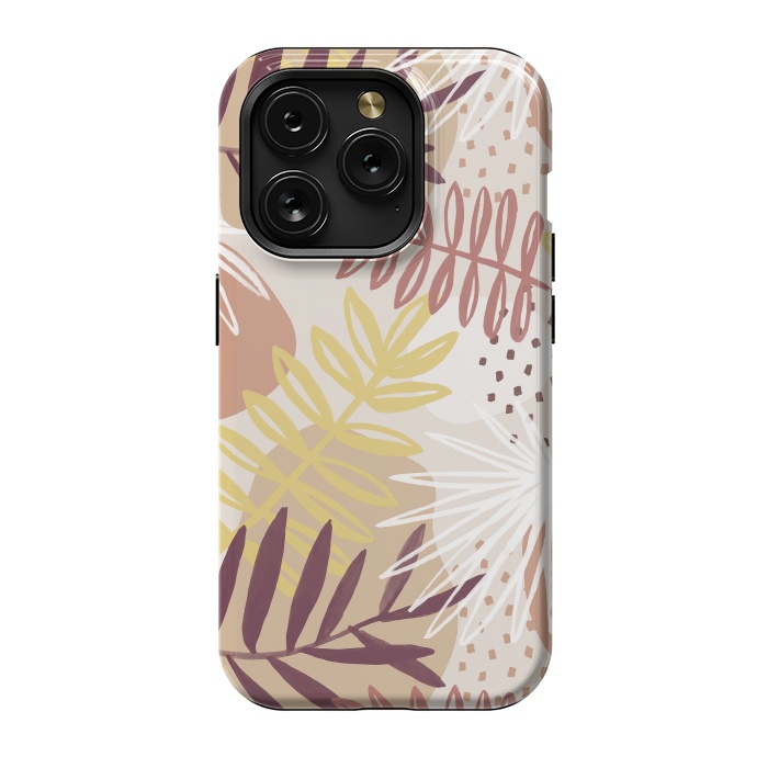 iPhone 15 Pro StrongFit Modern tropical leaves and spots - terracotta by Oana 
