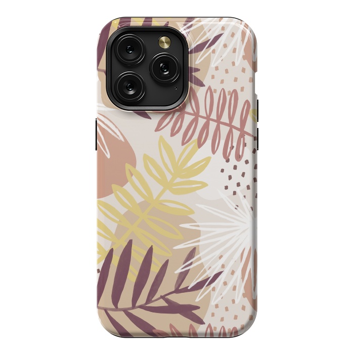iPhone 15 Pro Max StrongFit Modern tropical leaves and spots - terracotta by Oana 