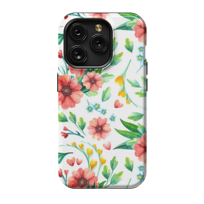 iPhone 15 Pro StrongFit orange peach floral pattern by MALLIKA