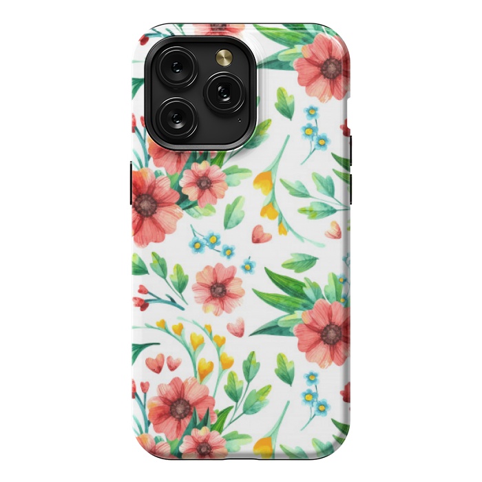 iPhone 15 Pro Max StrongFit orange peach floral pattern by MALLIKA