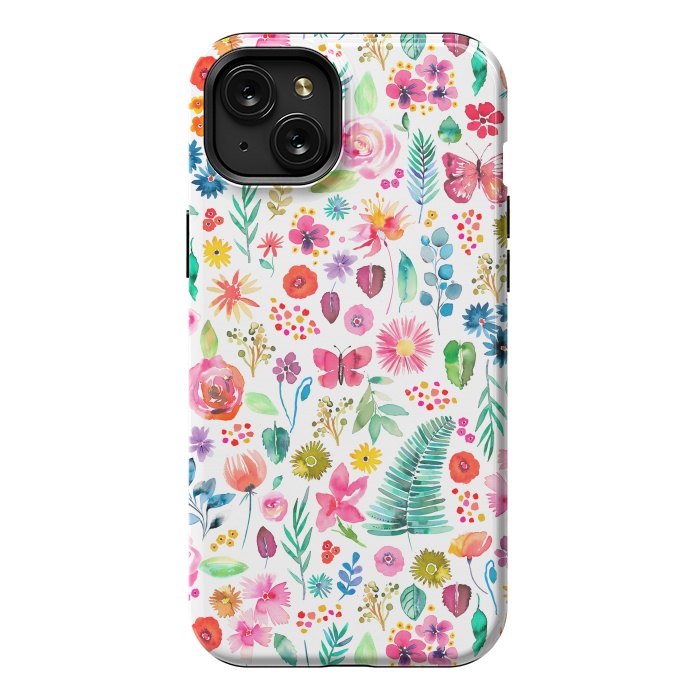 iPhone 15 Plus StrongFit Colorful Botanical Plants and Flowers by Ninola Design
