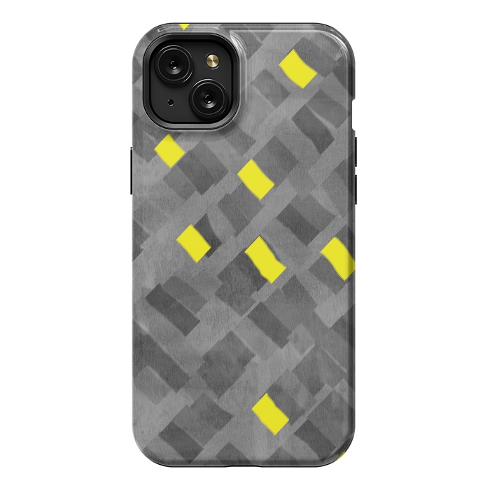 iPhone 15 Plus StrongFit Grey and Yellow abstracts by Josie