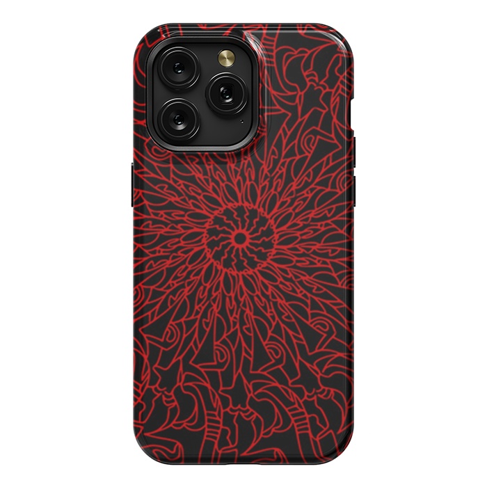 iPhone 15 Pro Max StrongFit Red Mandala intricate pattern by Josie