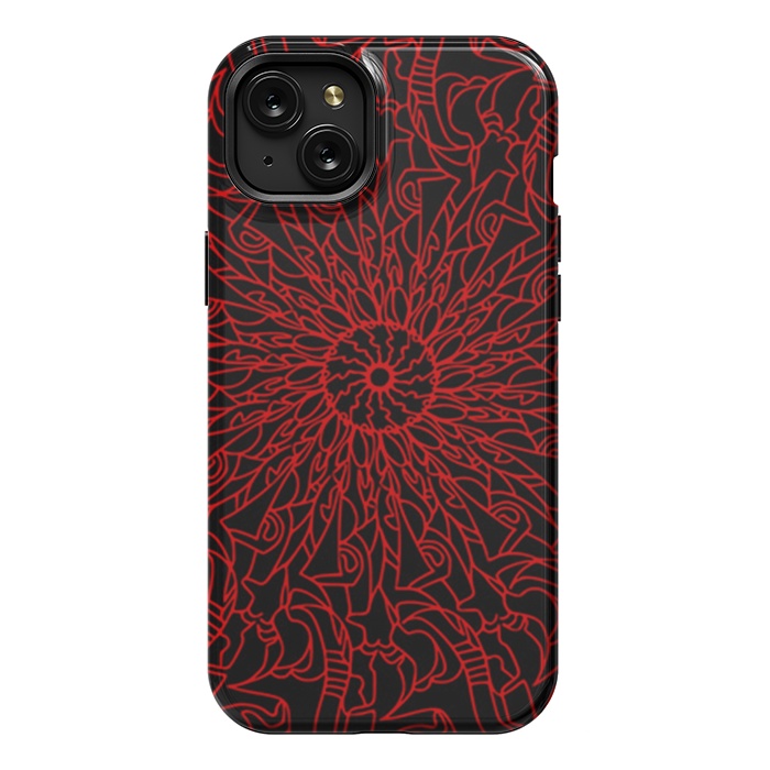 iPhone 15 Plus StrongFit Red Mandala intricate pattern by Josie