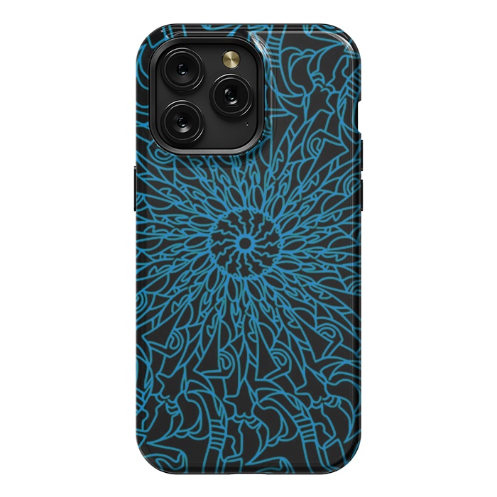 iPhone 15 Pro Max StrongFit Blue intricate pattern floral mandala geometry by Josie