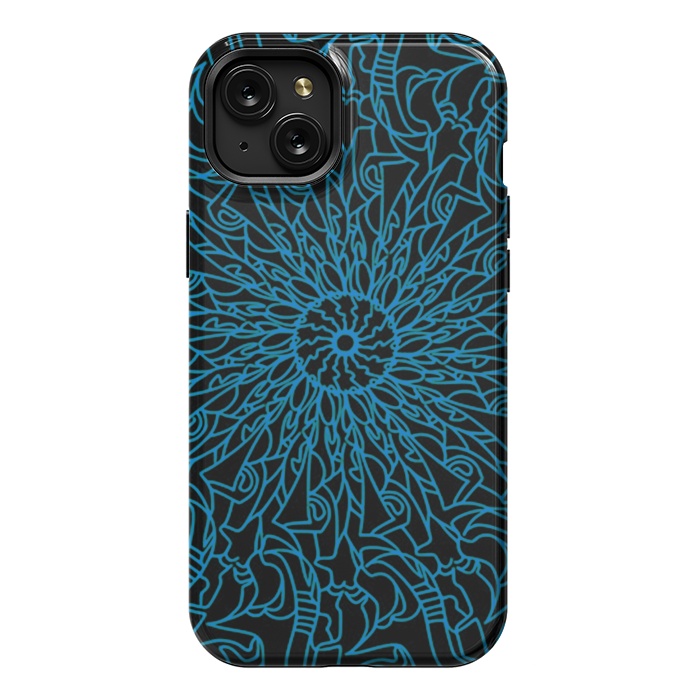 iPhone 15 Plus StrongFit Blue intricate pattern floral mandala geometry by Josie