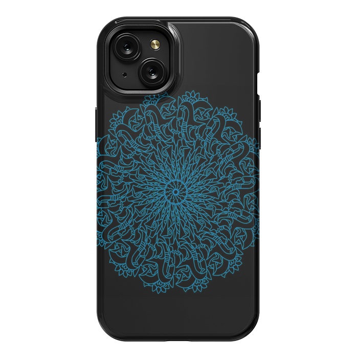 iPhone 15 Plus StrongFit Blue floral mandalas by Josie