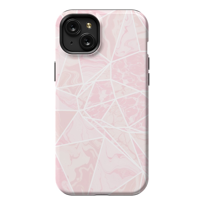 iPhone 15 Plus StrongFit Pastel candy pink marble by Oana 