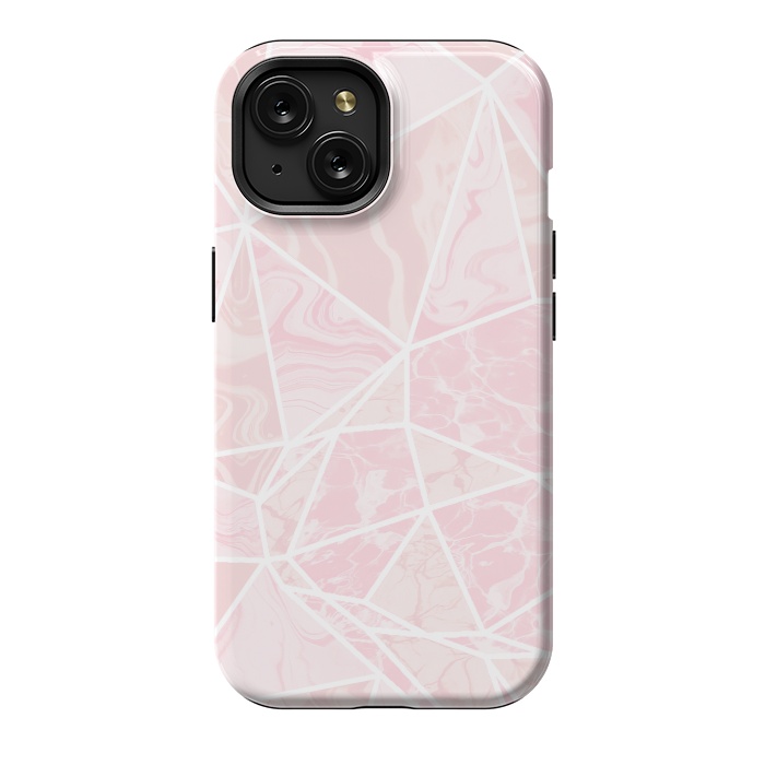 iPhone 15 StrongFit Pastel candy pink marble by Oana 