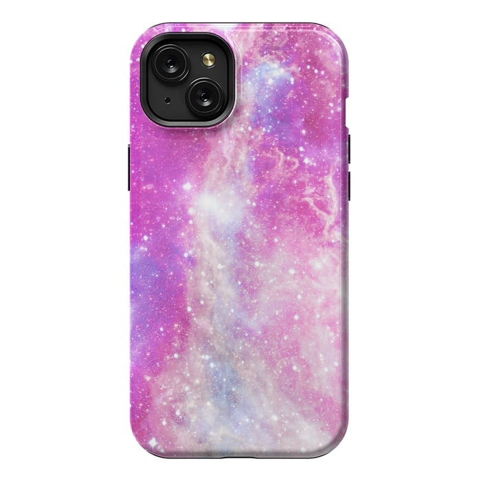 iPhone 15 Plus StrongFit Pink blue starry galaxy by Oana 