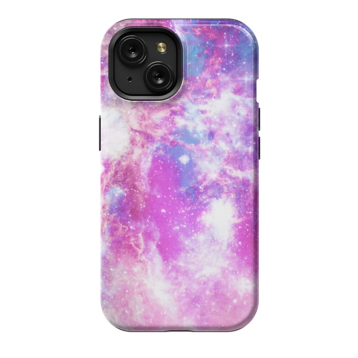 iPhone 15 StrongFit Pink blue starry galaxy by Oana 