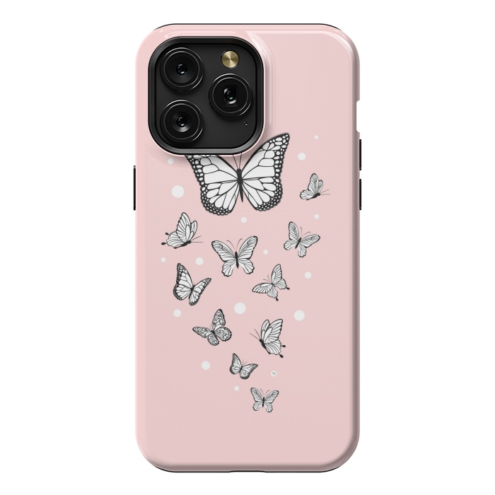 iPhone 15 Pro Max StrongFit Pink Butterflies by Martina