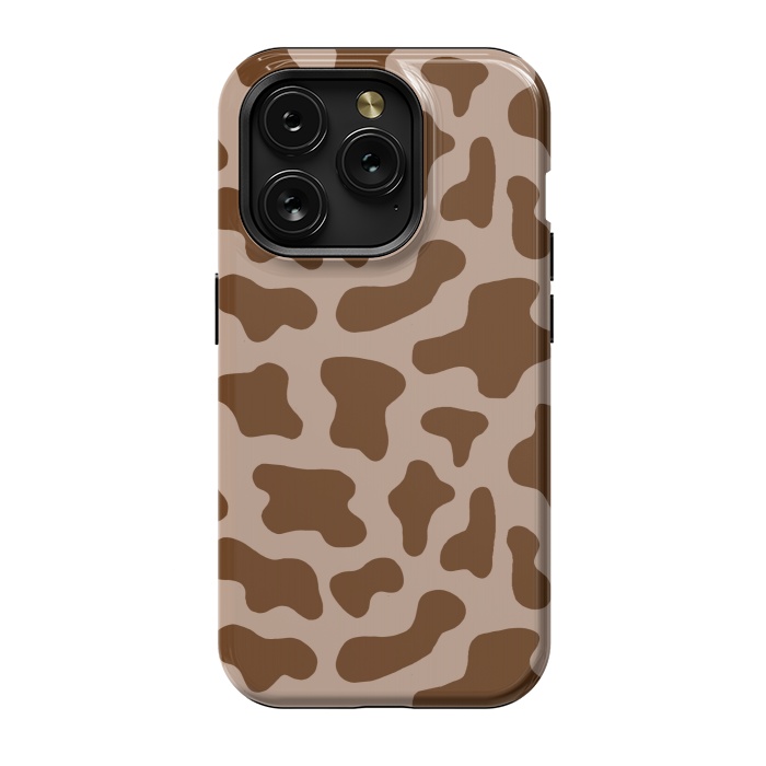iPhone 15 Pro StrongFit Chocolate Milk Brown Cow Print by Julie Erin Designs
