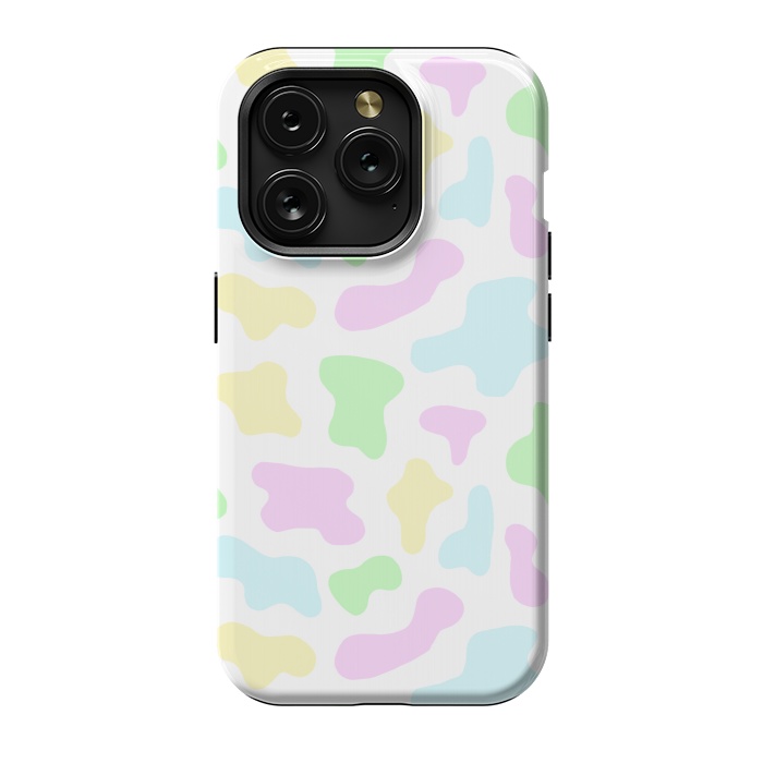 iPhone 15 Pro StrongFit Pastel Rainbow Cow Print by Julie Erin Designs
