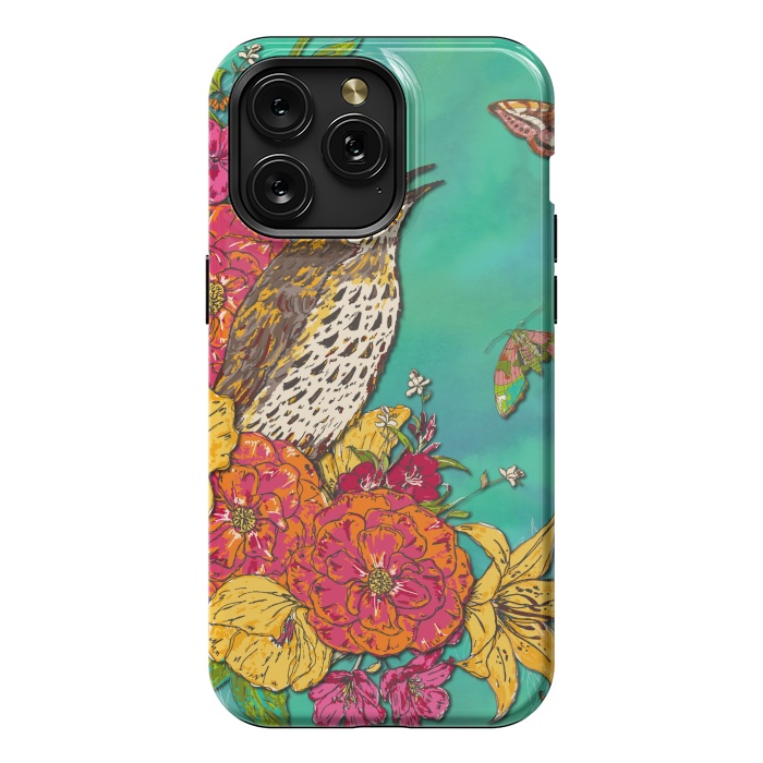 iPhone 15 Pro Max StrongFit Floral Songthrush by Lotti Brown