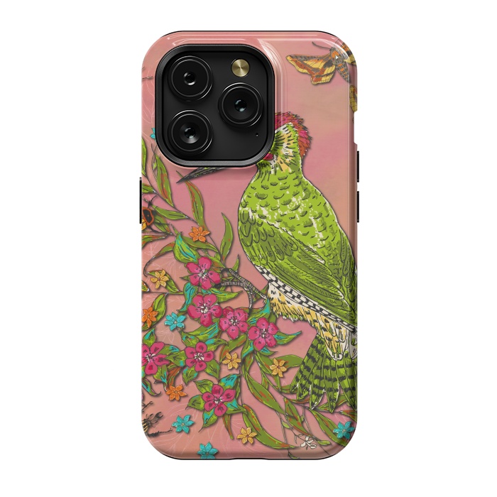 iPhone 15 Pro StrongFit Floral Woodpecker by Lotti Brown