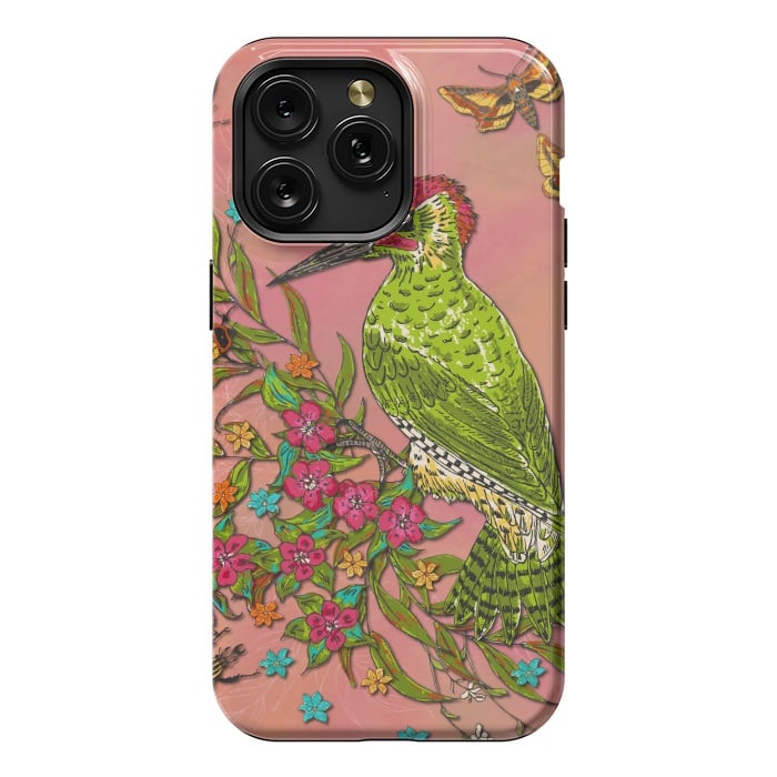 iPhone 15 Pro Max StrongFit Floral Woodpecker by Lotti Brown