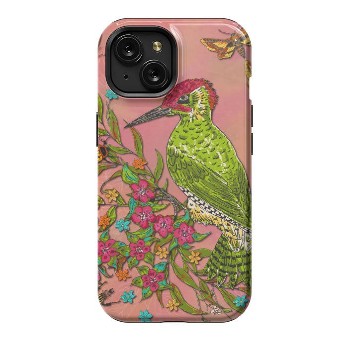 iPhone 15 StrongFit Floral Woodpecker by Lotti Brown