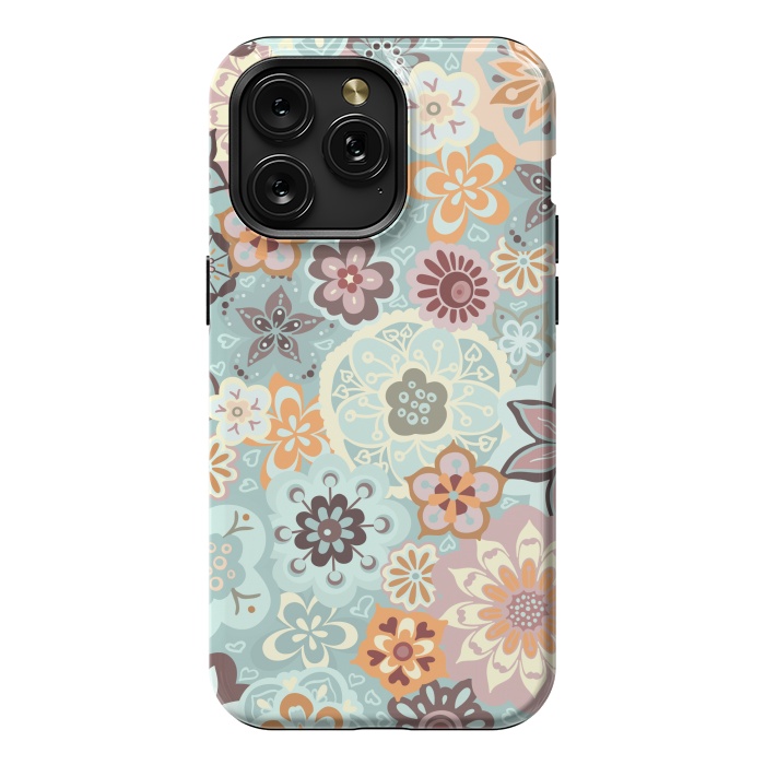 iPhone 15 Pro Max StrongFit Beautiful Bouquet of Blooms-Blue and Pink by Paula Ohreen