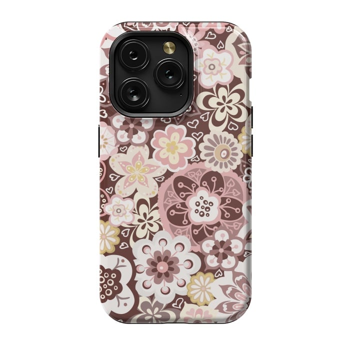 iPhone 15 Pro StrongFit Bouquet of Blooms-Brown and Yellow by Paula Ohreen
