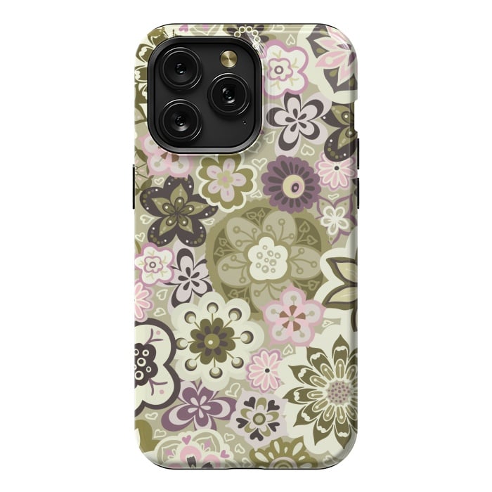 iPhone 15 Pro Max StrongFit Bouquet of Blooms-Green and Pink by Paula Ohreen