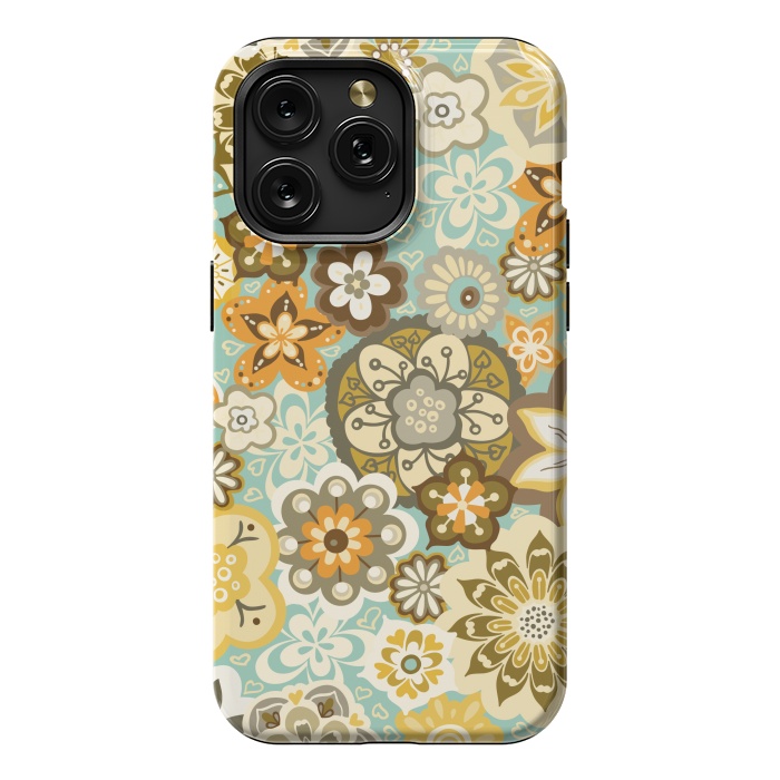 iPhone 15 Pro Max StrongFit Bouquet of Blooms-Blue and Orange by Paula Ohreen