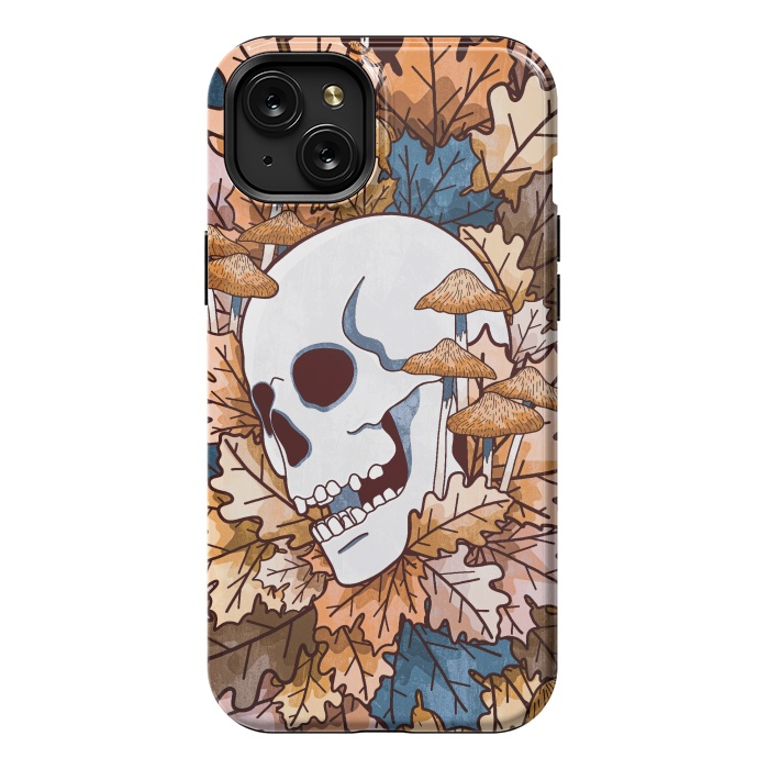 iPhone 15 Plus StrongFit The autumnal skull and mushrooms by Steve Wade (Swade)