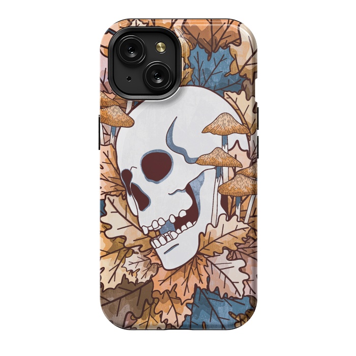iPhone 15 StrongFit The autumnal skull and mushrooms by Steve Wade (Swade)