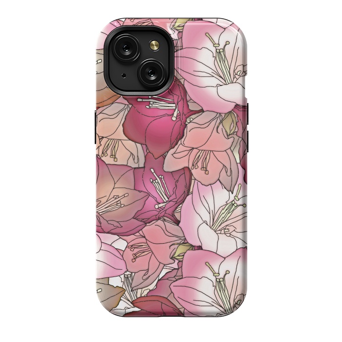 iPhone 15 StrongFit Pink flowers  by Winston
