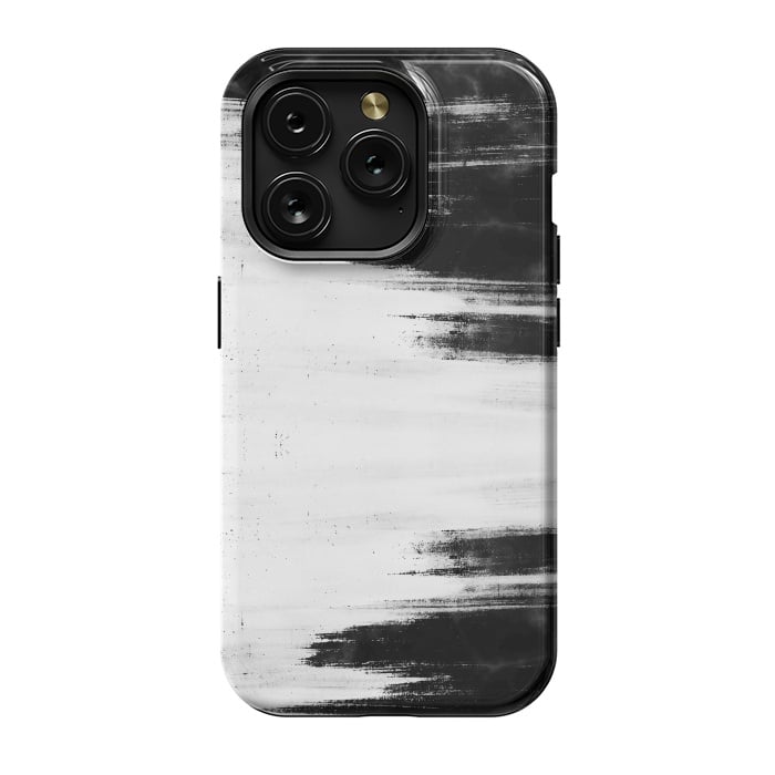iPhone 15 Pro StrongFit Black and white brushed marble by Oana 