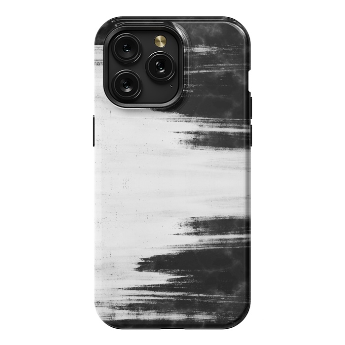 iPhone 15 Pro Max StrongFit Black and white brushed marble by Oana 
