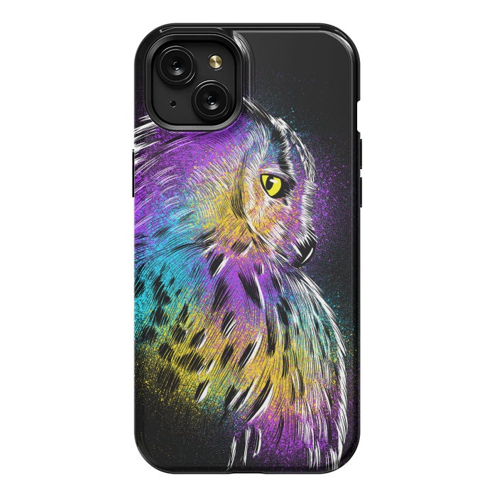 iPhone 15 Plus StrongFit Sketch Owl Colorful by Alberto