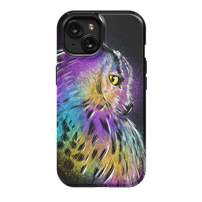 iPhone 15 StrongFit Sketch Owl Colorful by Alberto