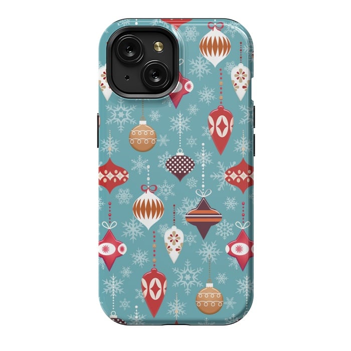 iPhone 15 StrongFit Colorful decorated Christmas ornaments by Oana 