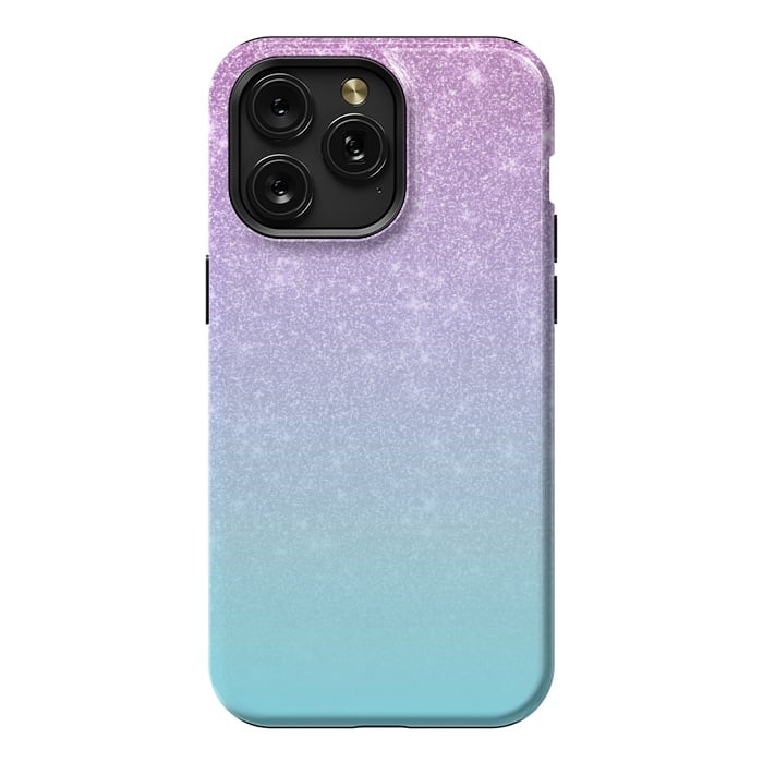 iPhone 15 Pro Max StrongFit Girly Purple Blue Glitter Ombre Gradient by Julie Erin Designs