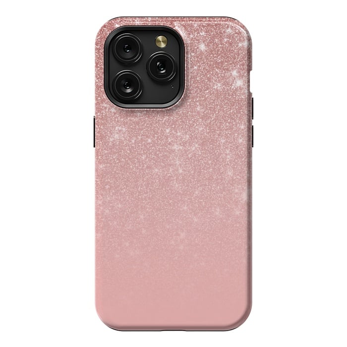 iPhone 15 Pro Max StrongFit Glam Rose Gold Glitter Ombre by Julie Erin Designs