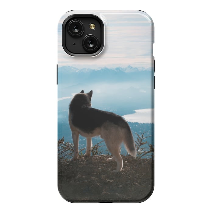iPhone 15 Plus StrongFit Wanderlust dog by Laura Nagel