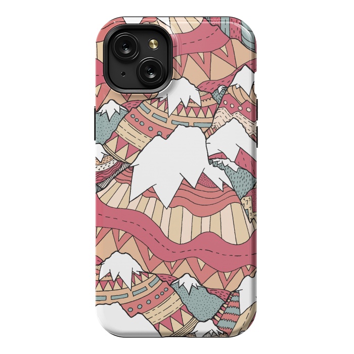 iPhone 15 Plus StrongFit Winter Aztec mountains  by Steve Wade (Swade)
