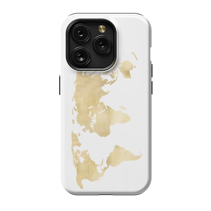 iPhone 15 Pro StrongFit Gold World Map by Tangerine-Tane