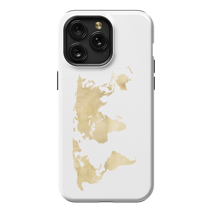 iPhone 15 Pro Max StrongFit Gold World Map by Tangerine-Tane