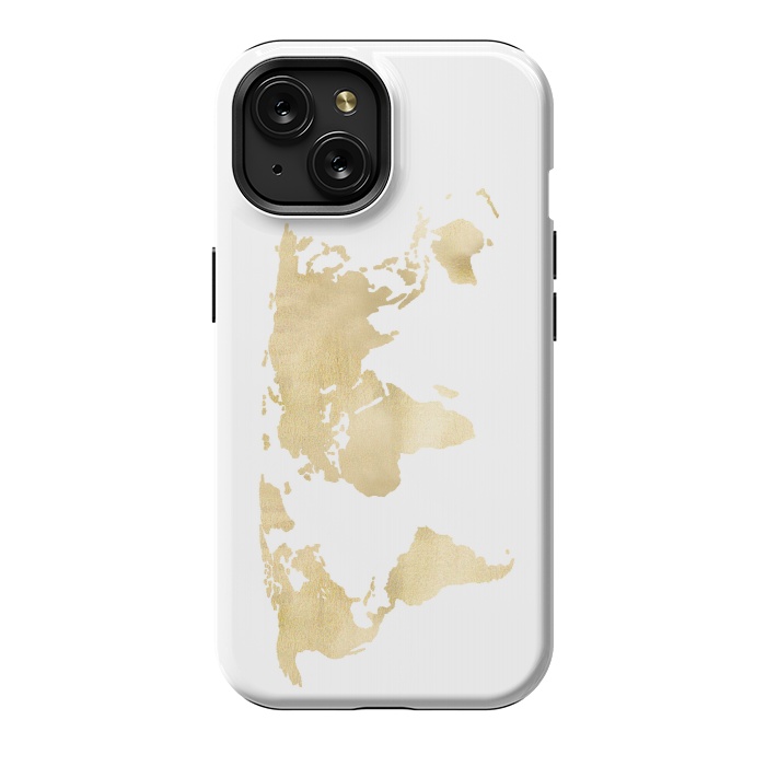 iPhone 15 StrongFit Gold World Map by Tangerine-Tane