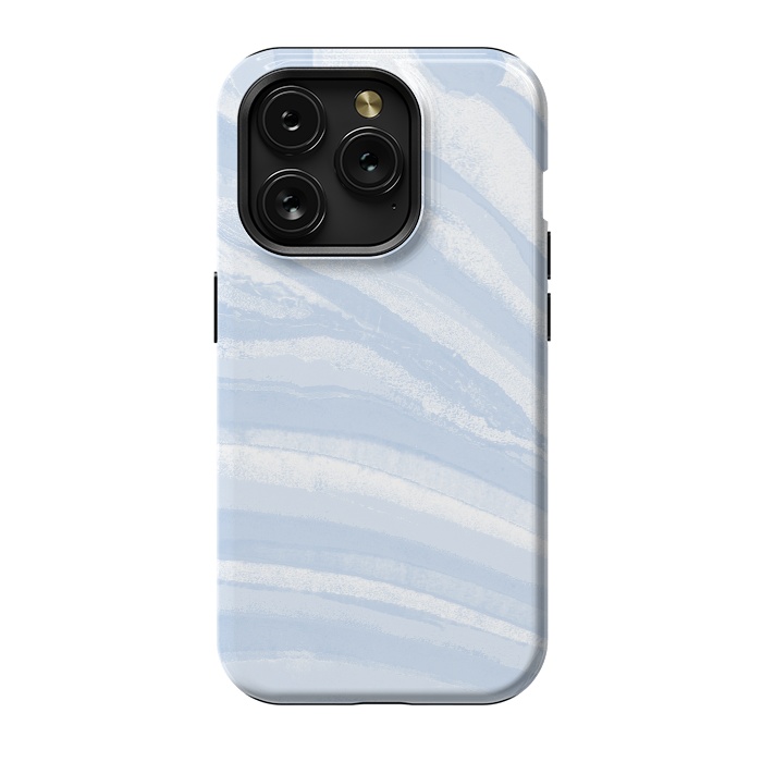 iPhone 15 Pro StrongFit Baby blue pastel marble stripes by Oana 