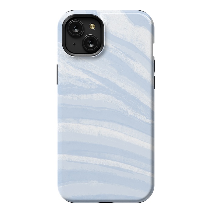 iPhone 15 Plus StrongFit Baby blue pastel marble stripes by Oana 