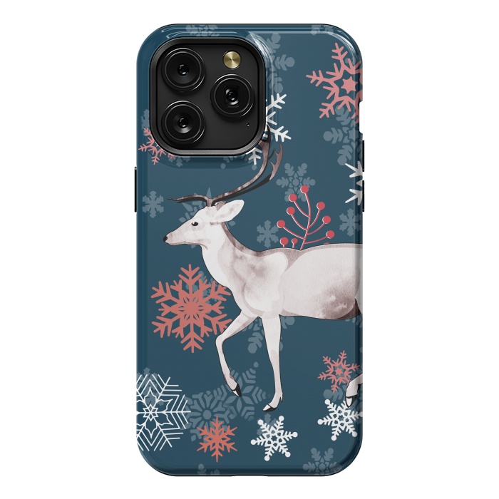 iPhone 15 Pro Max StrongFit Reindeer and snowflakes winter illustration by Oana 