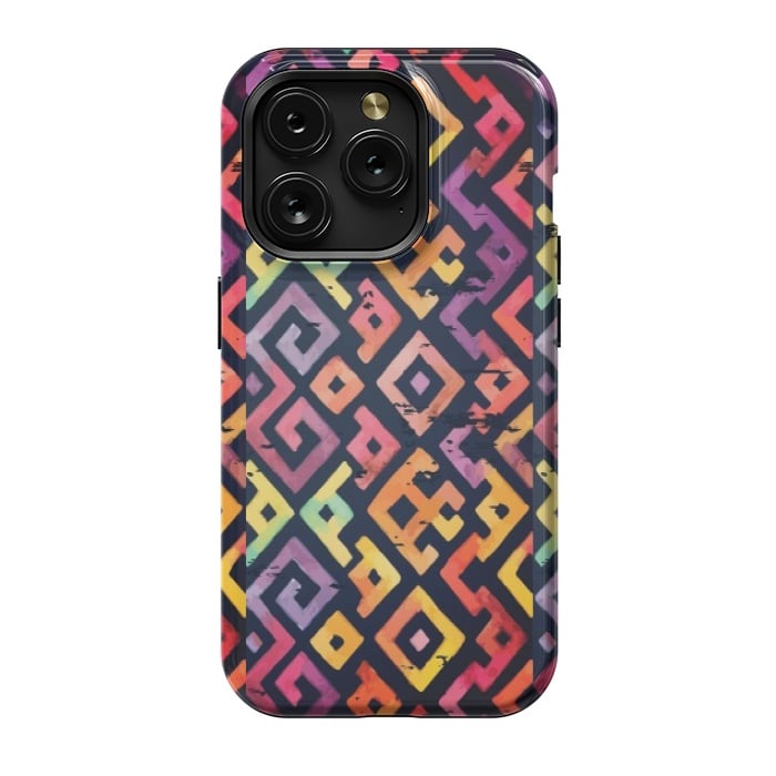 iPhone 15 Pro StrongFit coloured squared pattern by MALLIKA